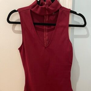 Lulu's Red Sleeveless Fitted Polo Bodysuit
